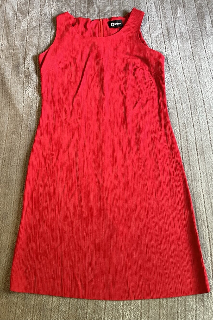 Quadra Dress Size 8 Red Textured Sleeveless Mid-Length Vintage Made Is USA